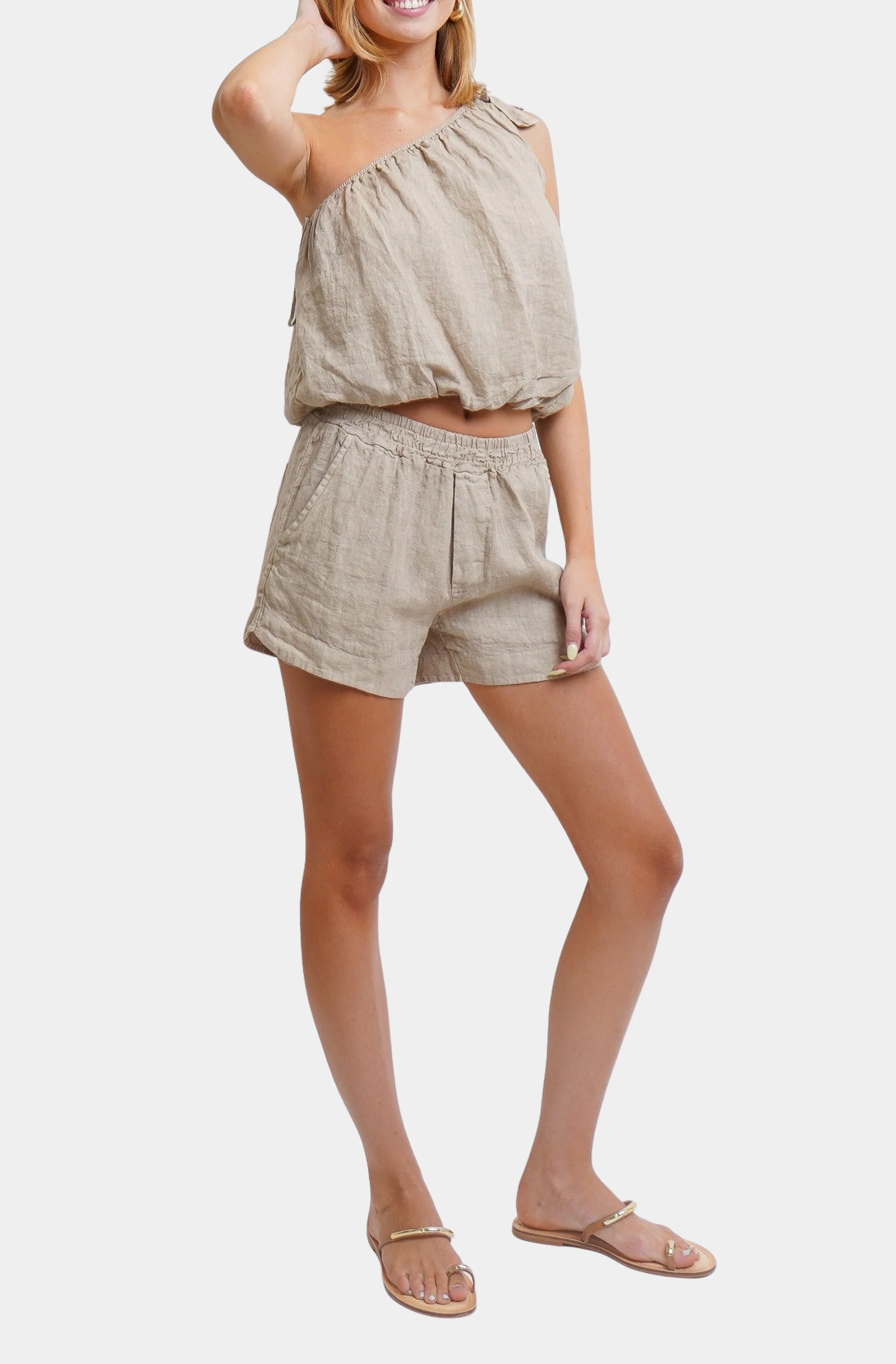 One Shoulder Bubble Hem Top - Image 2