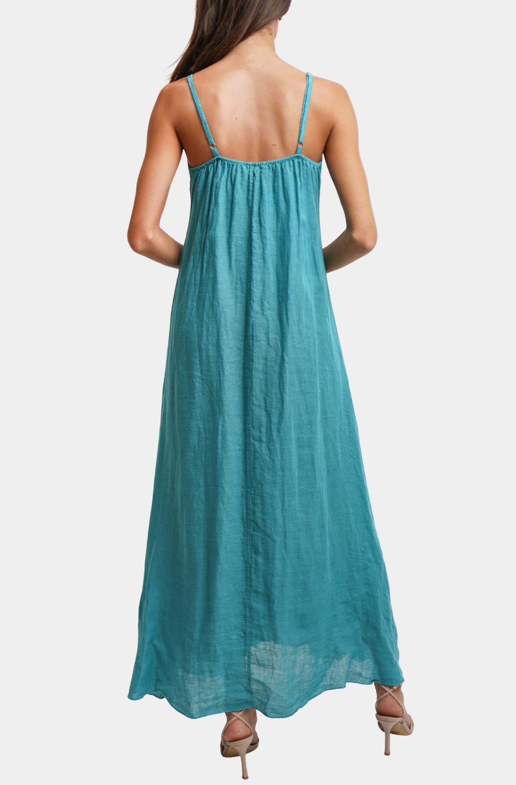 Spaghetti Adjustable Strap Maxi Dress W/Pockets - Image 3