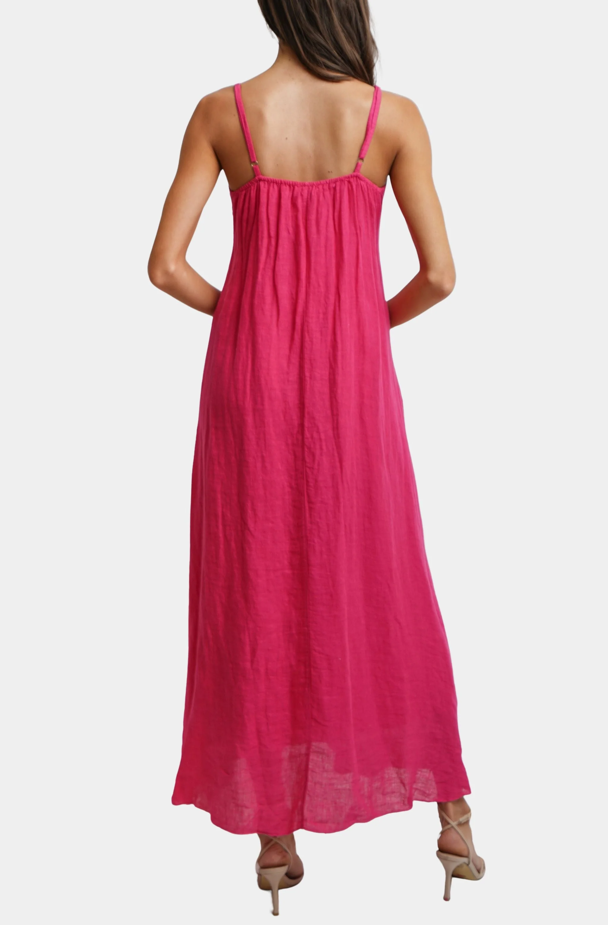 Spaghetti Adjustable Strap Maxi Dress W/Pockets - Image 4