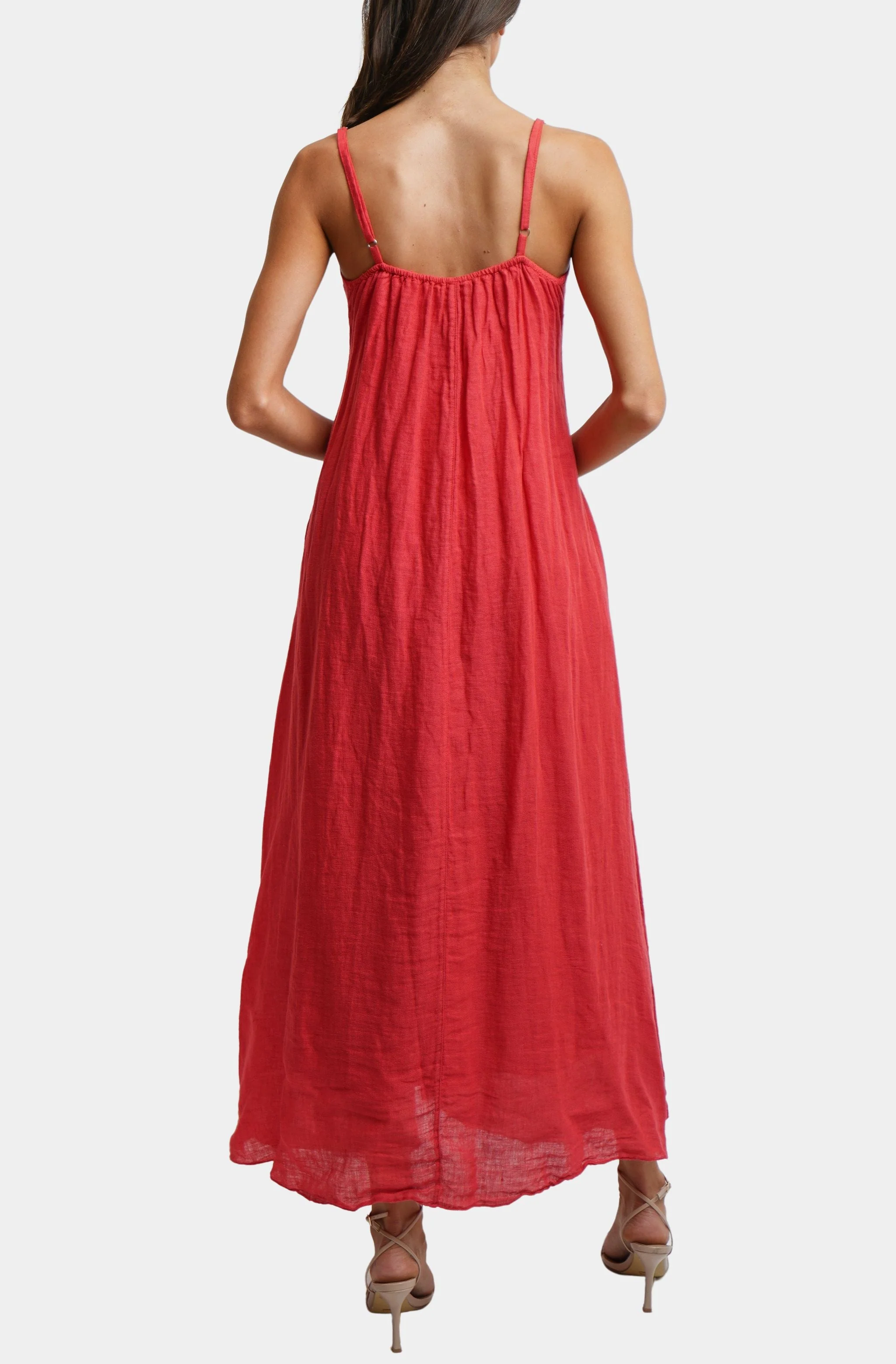 Spaghetti Adjustable Strap Maxi Dress W/Pockets - Image 4