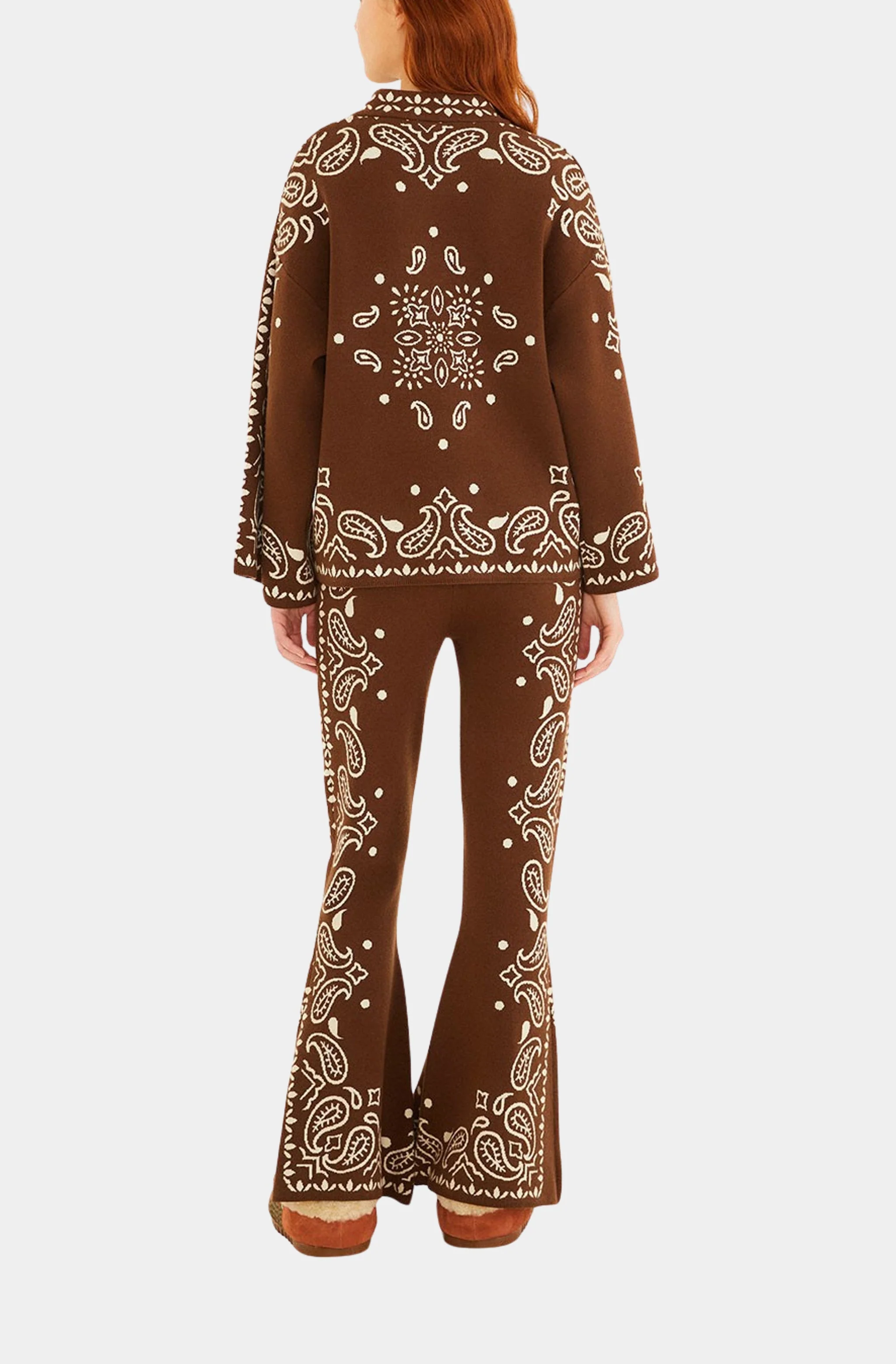 Bohemian Paisley Knit Flare Pants - Image 3