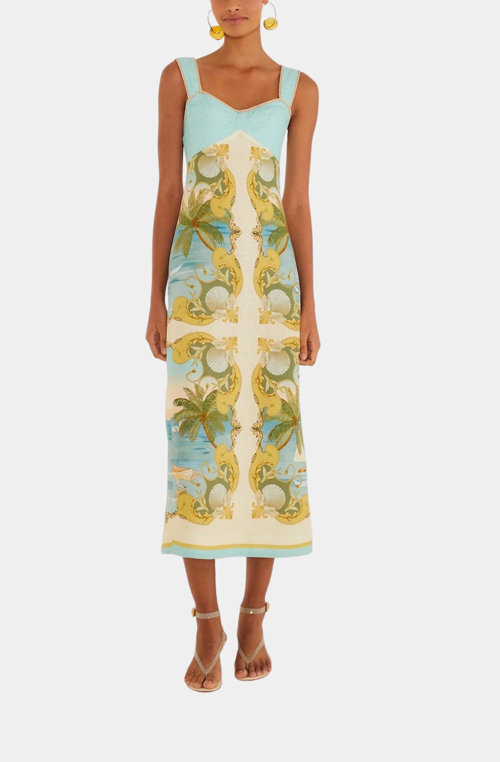 Royal Sea Multicolor Sleeveless Maxi Dress