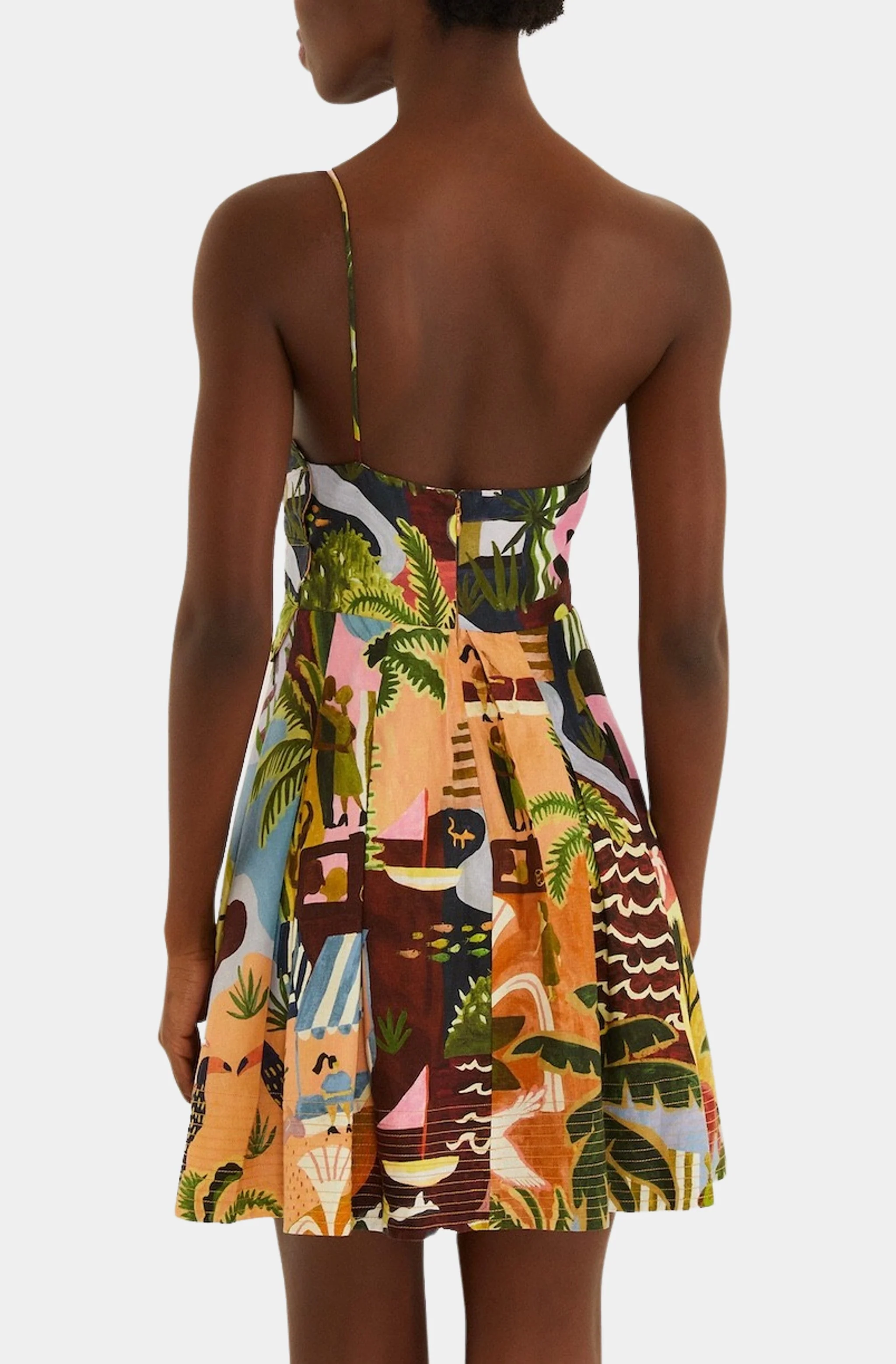 Tropical Painting Multicolor Mini Dress - Image 3