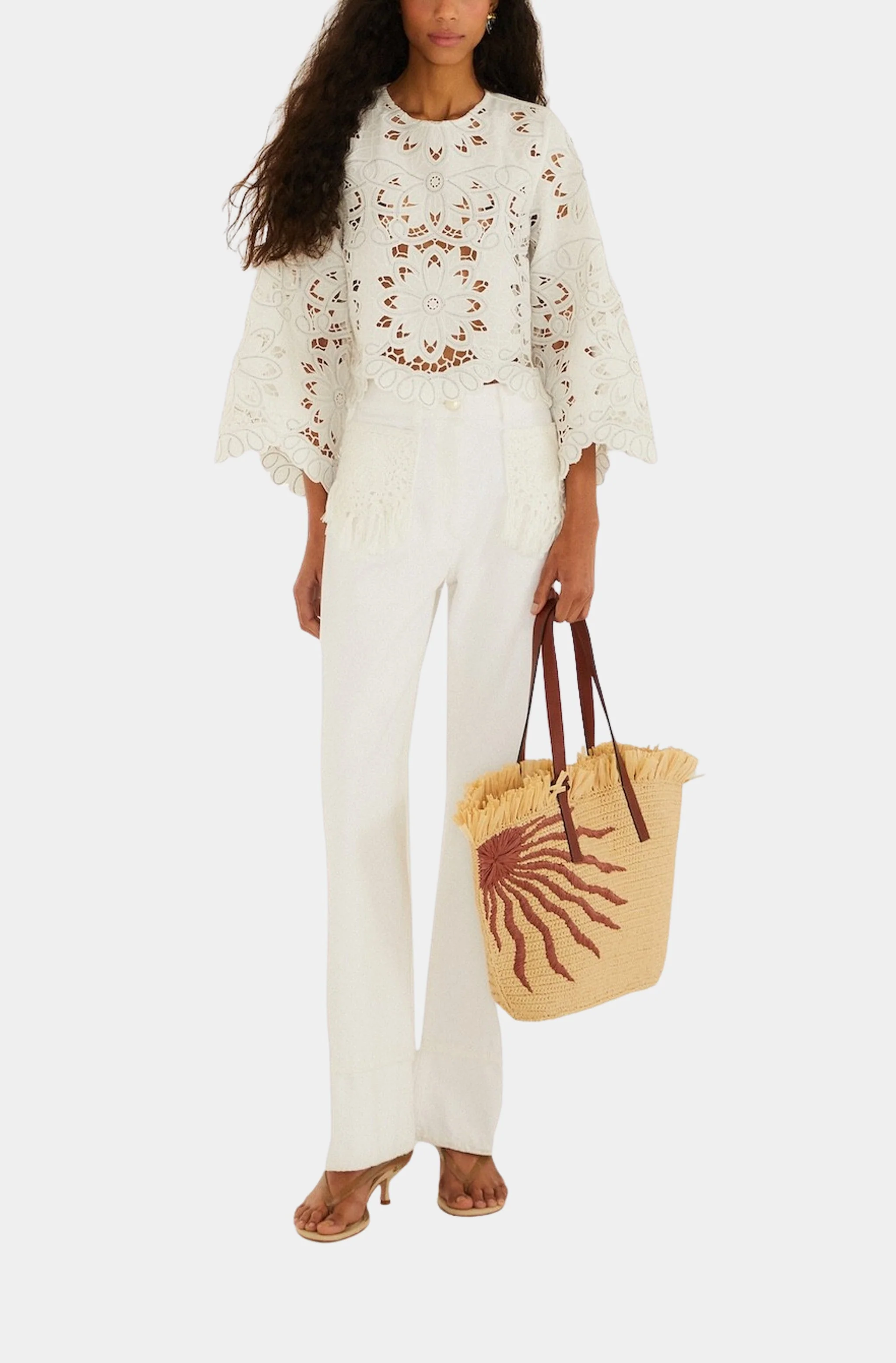 Off-White Flowers Richilieur Long Sleeve Blouse