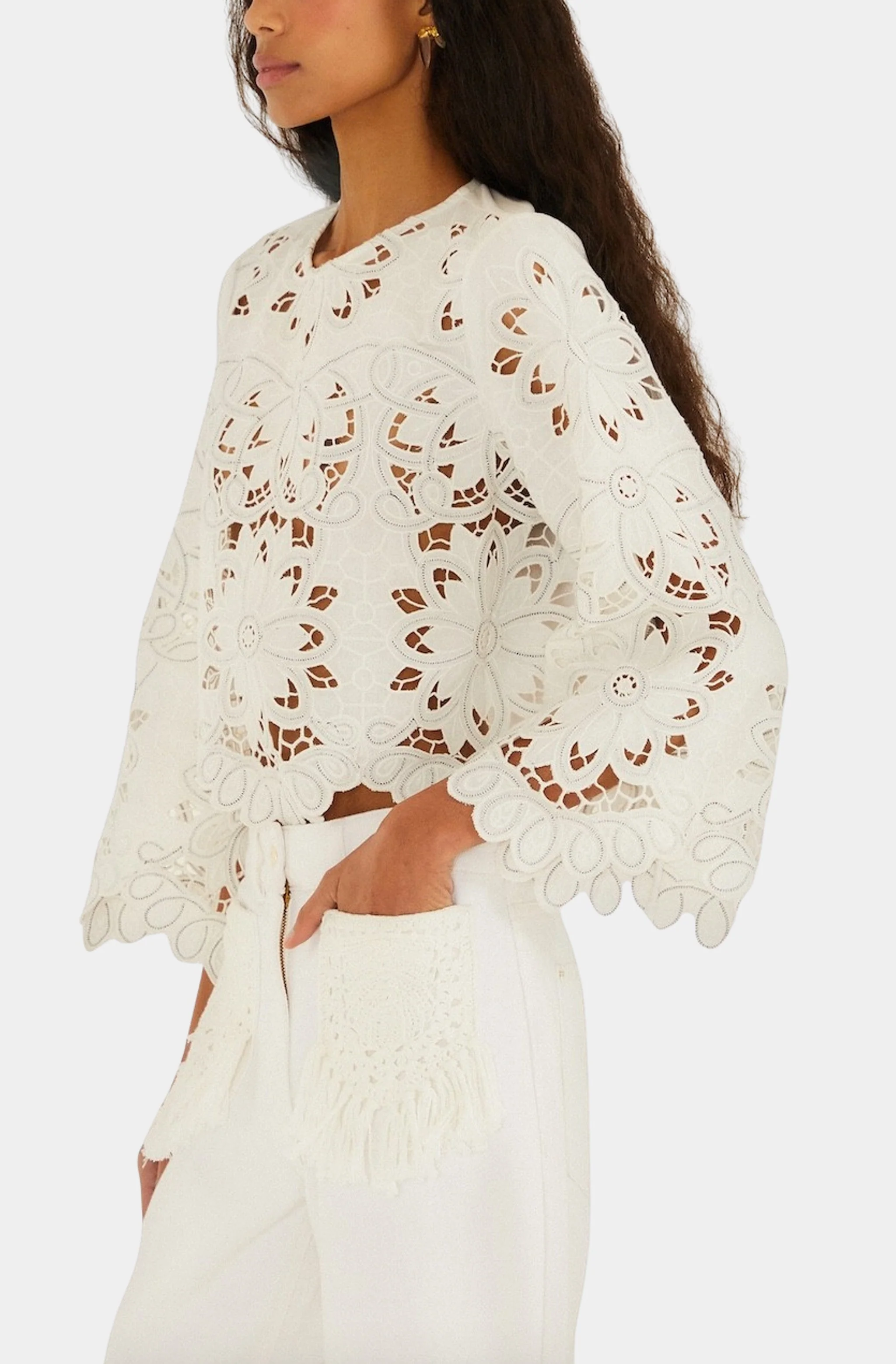 Off-White Flowers Richilieur Long Sleeve Blouse - Image 2