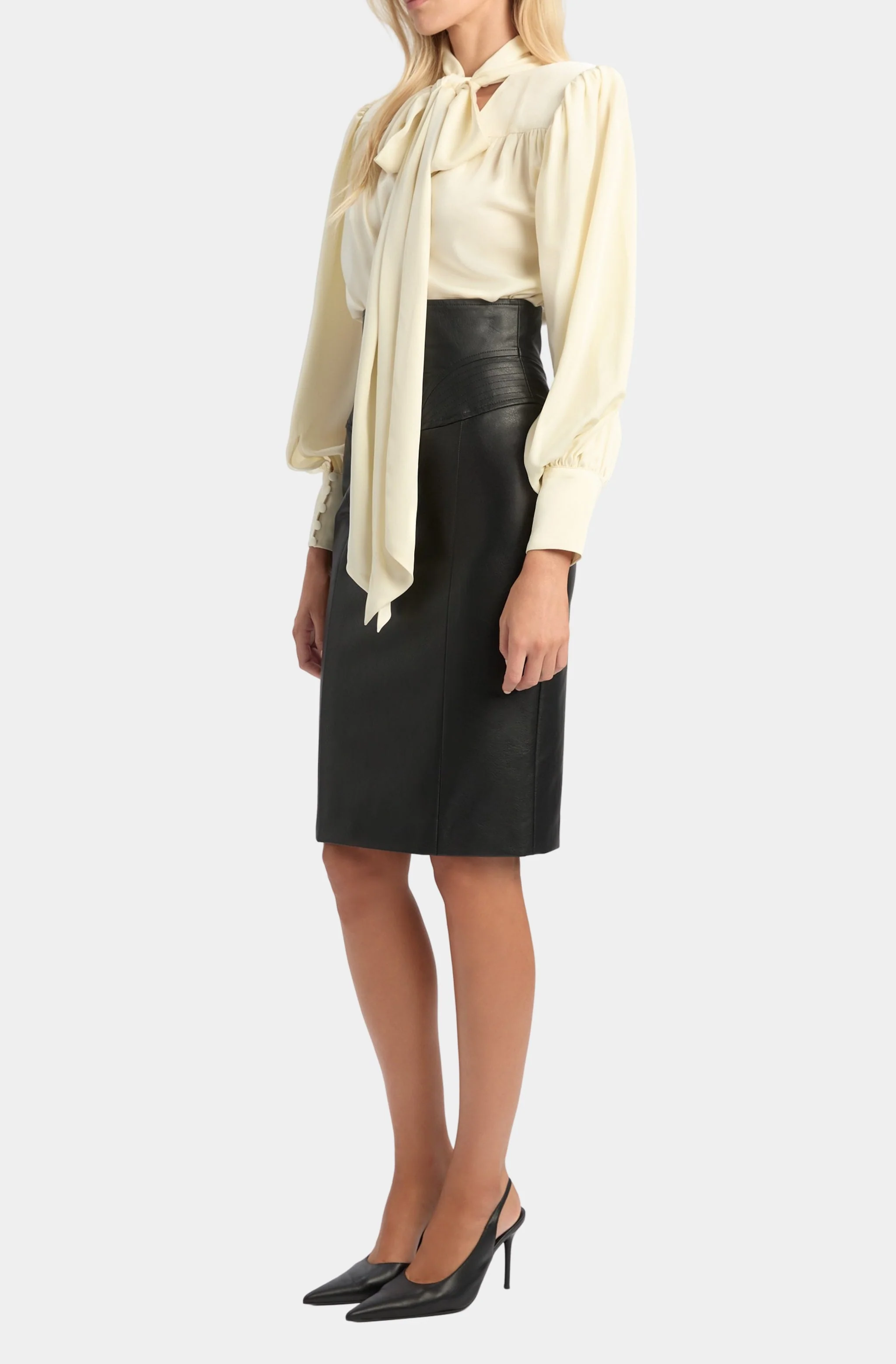 Revana Satin Tie Neck Blouse - Image 3