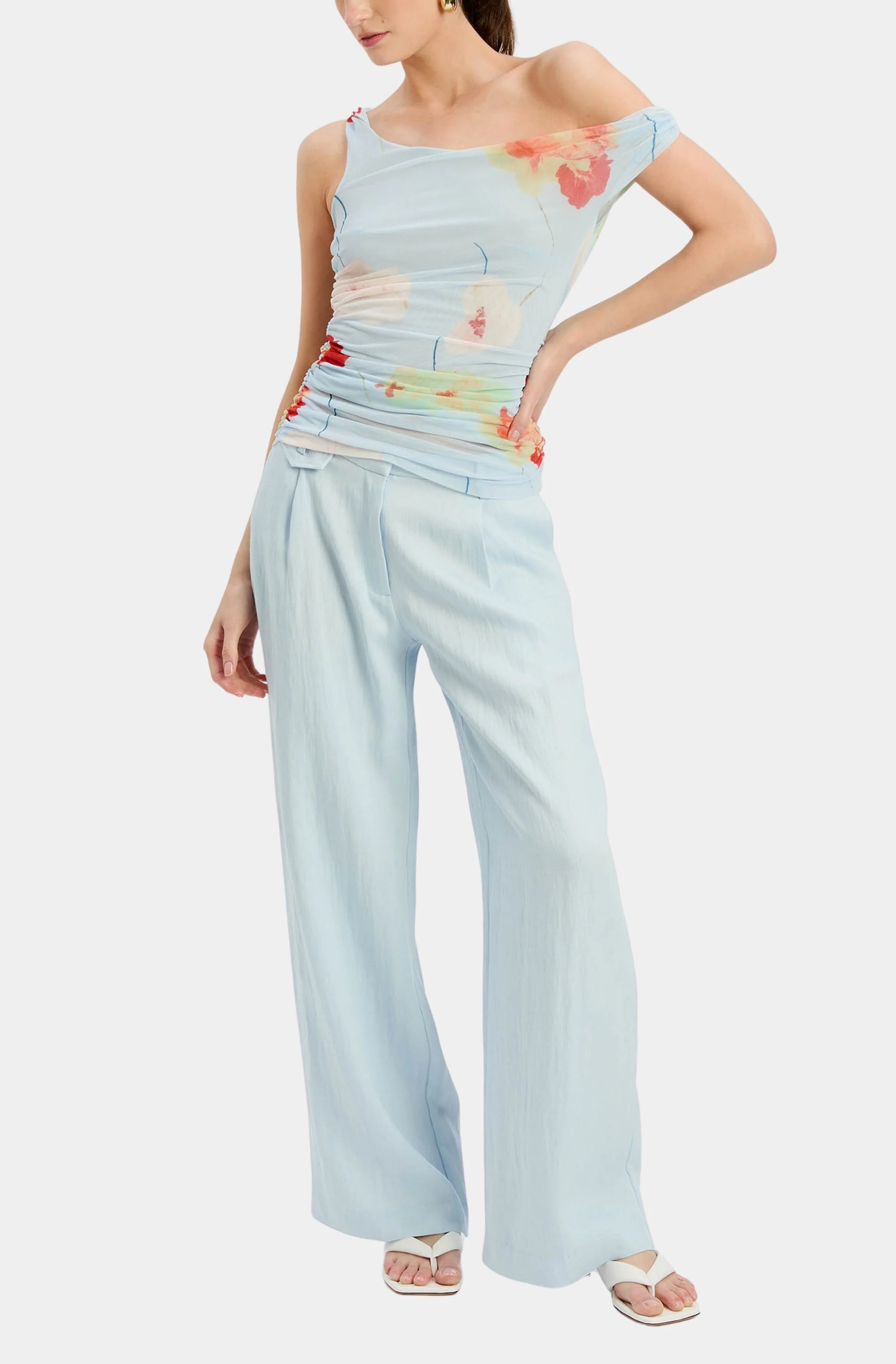 Layana Printed Mesh Asym Top