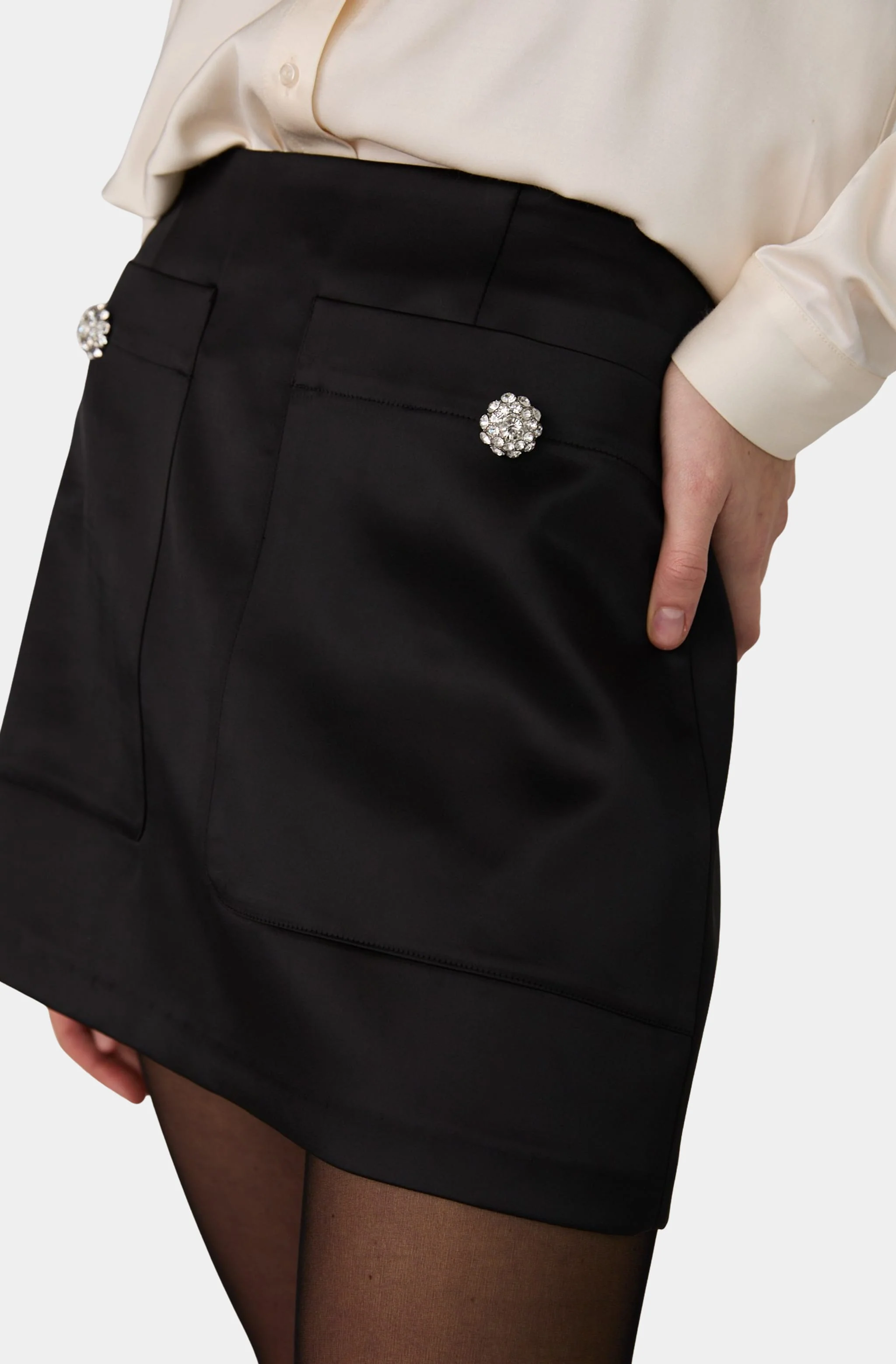 Carey Satin Embellished Skirt - Image 4