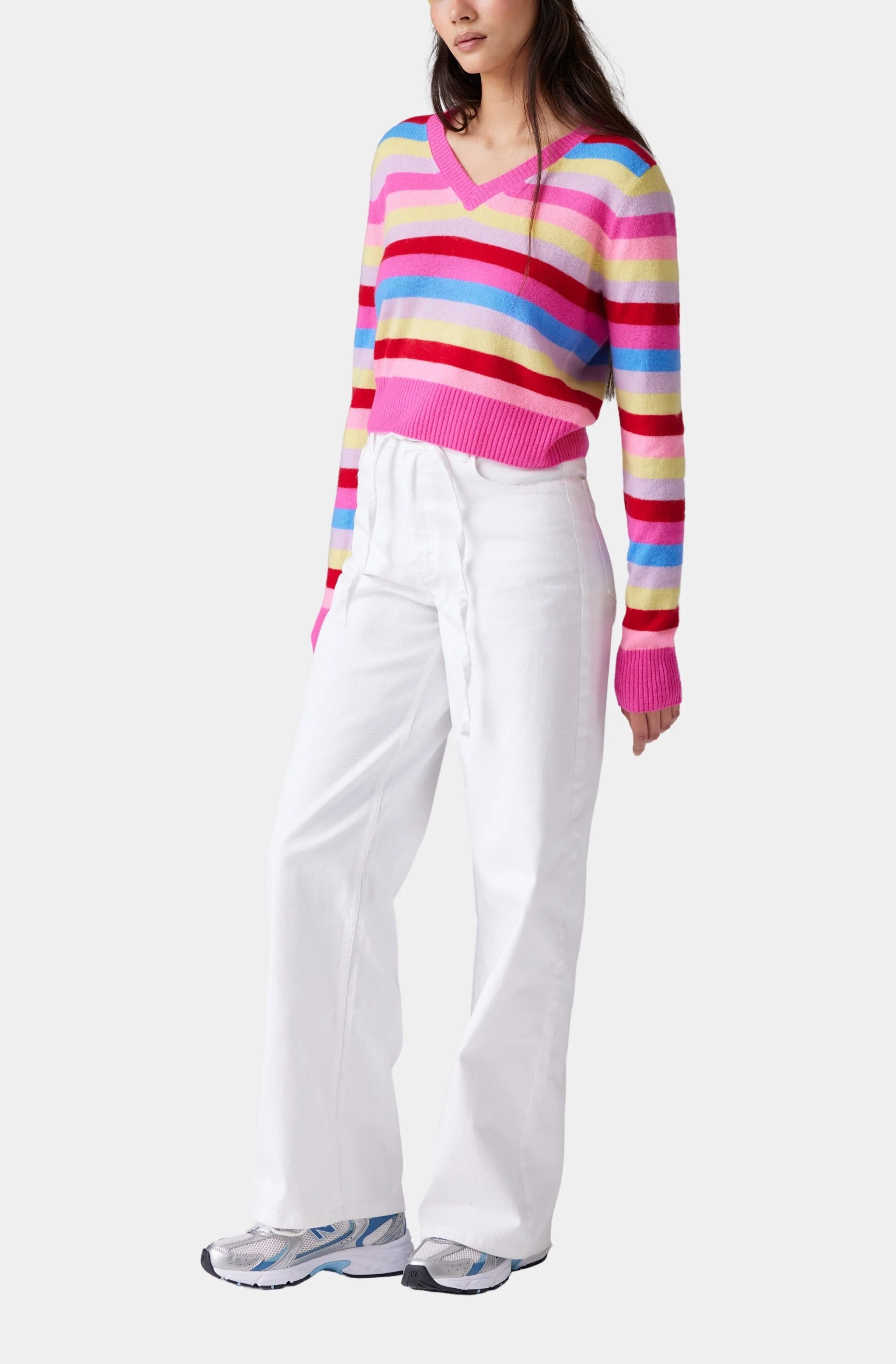 Stripe Womad V-Neck Sweater