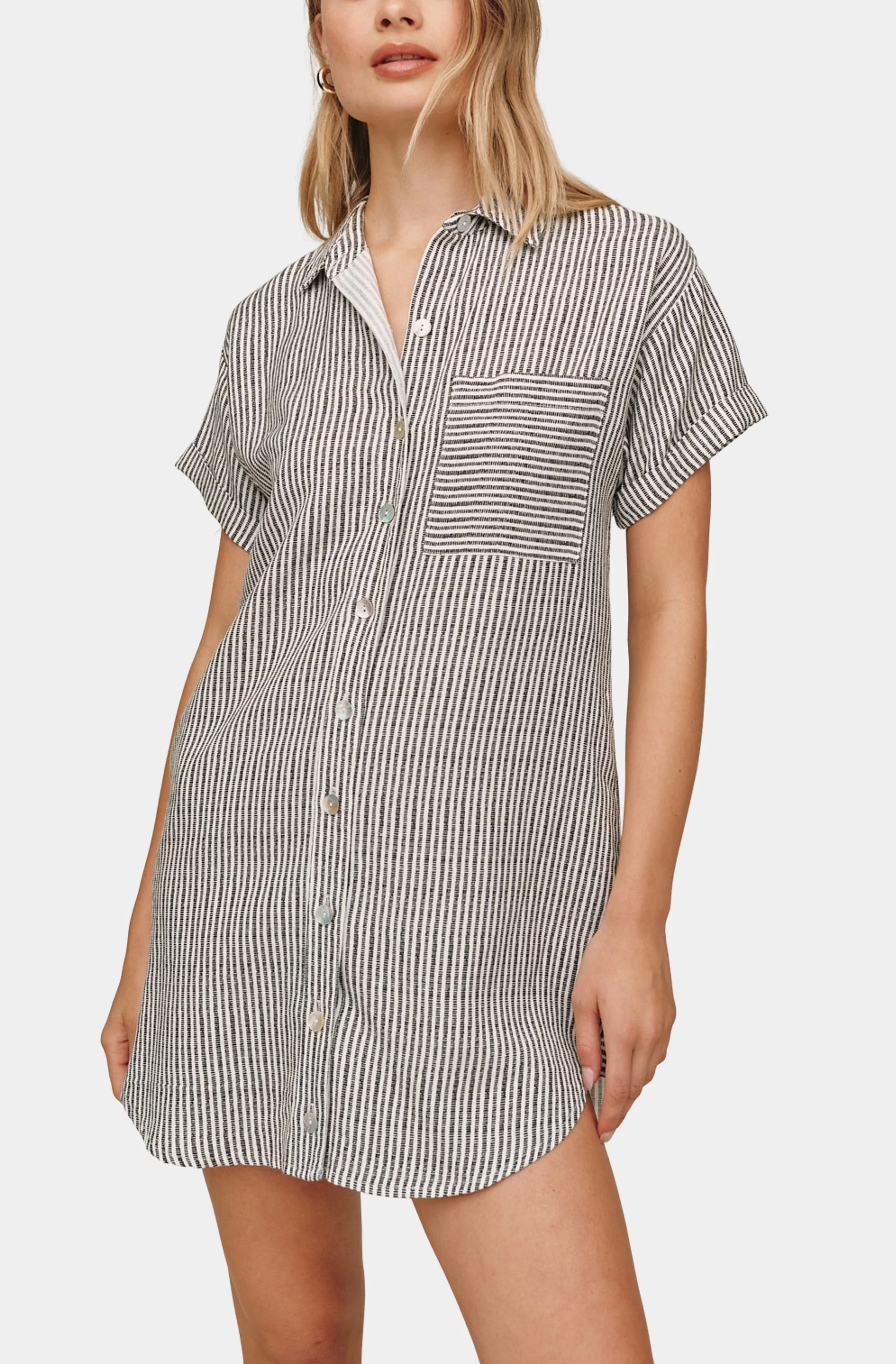 Roll Sleeve Pocket Shirt Dress - Image 3