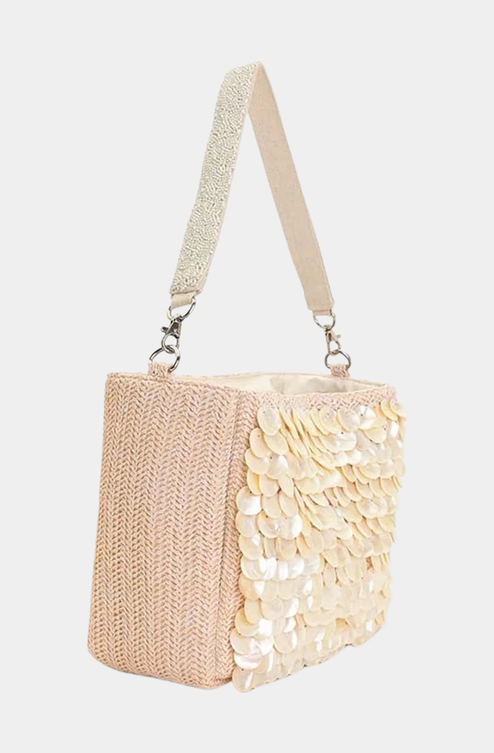 Embellished Shells and Raffia Bucket Bag - Image 2
