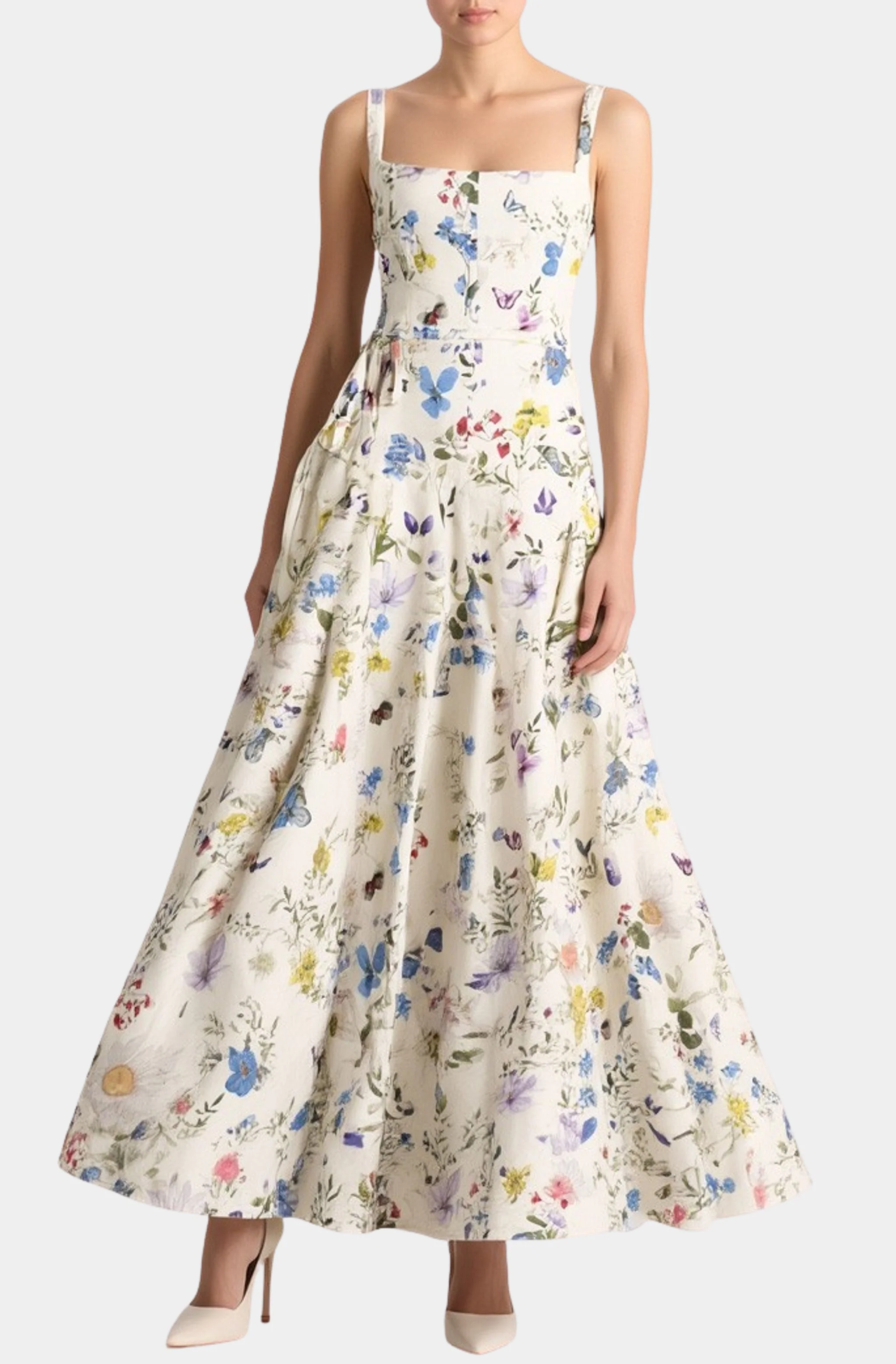 Polly Seamed Drop Waist Flared Ankle Length Dress