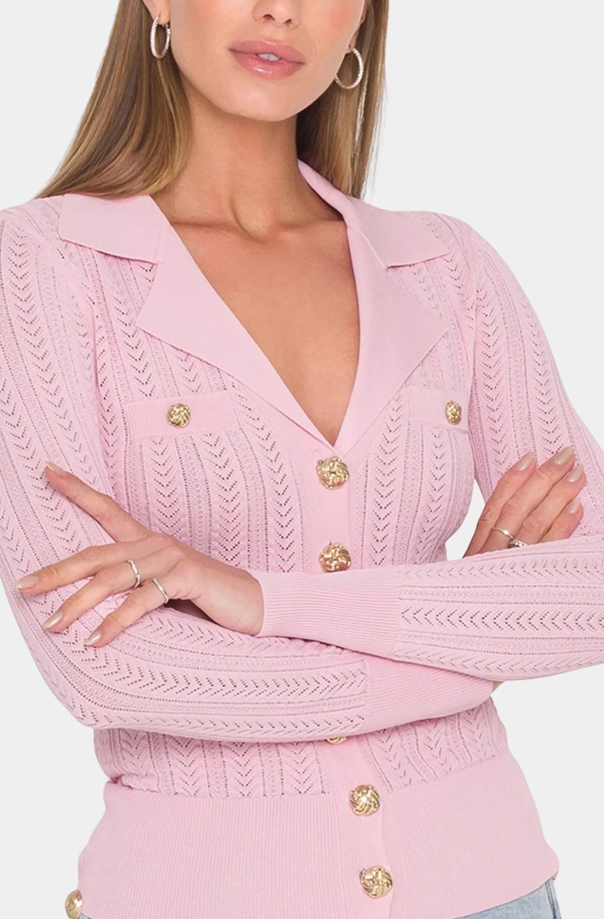 Charlotte Pointelle Rib Cardigan - Image 2