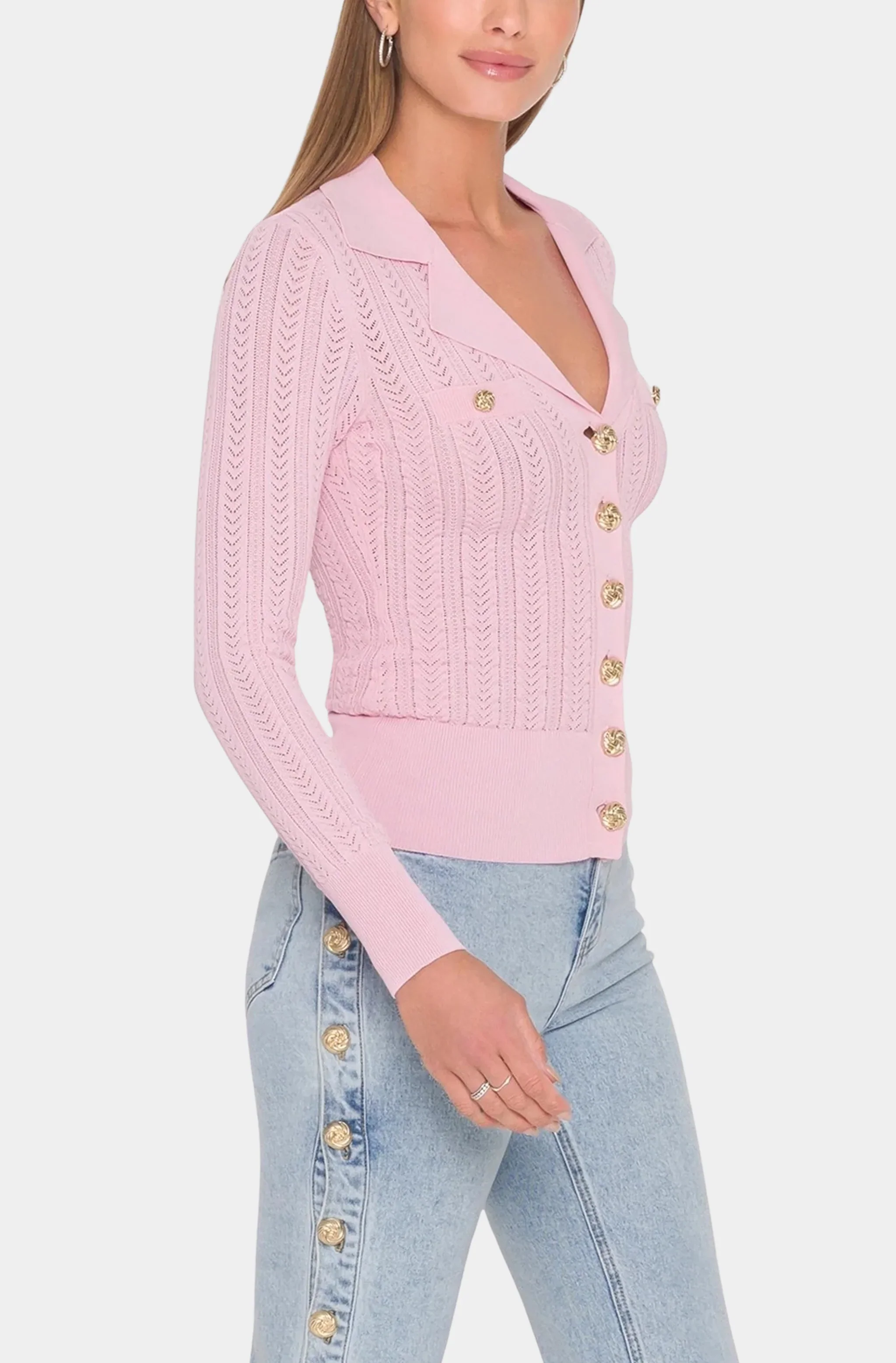 Charlotte Pointelle Rib Cardigan - Image 3