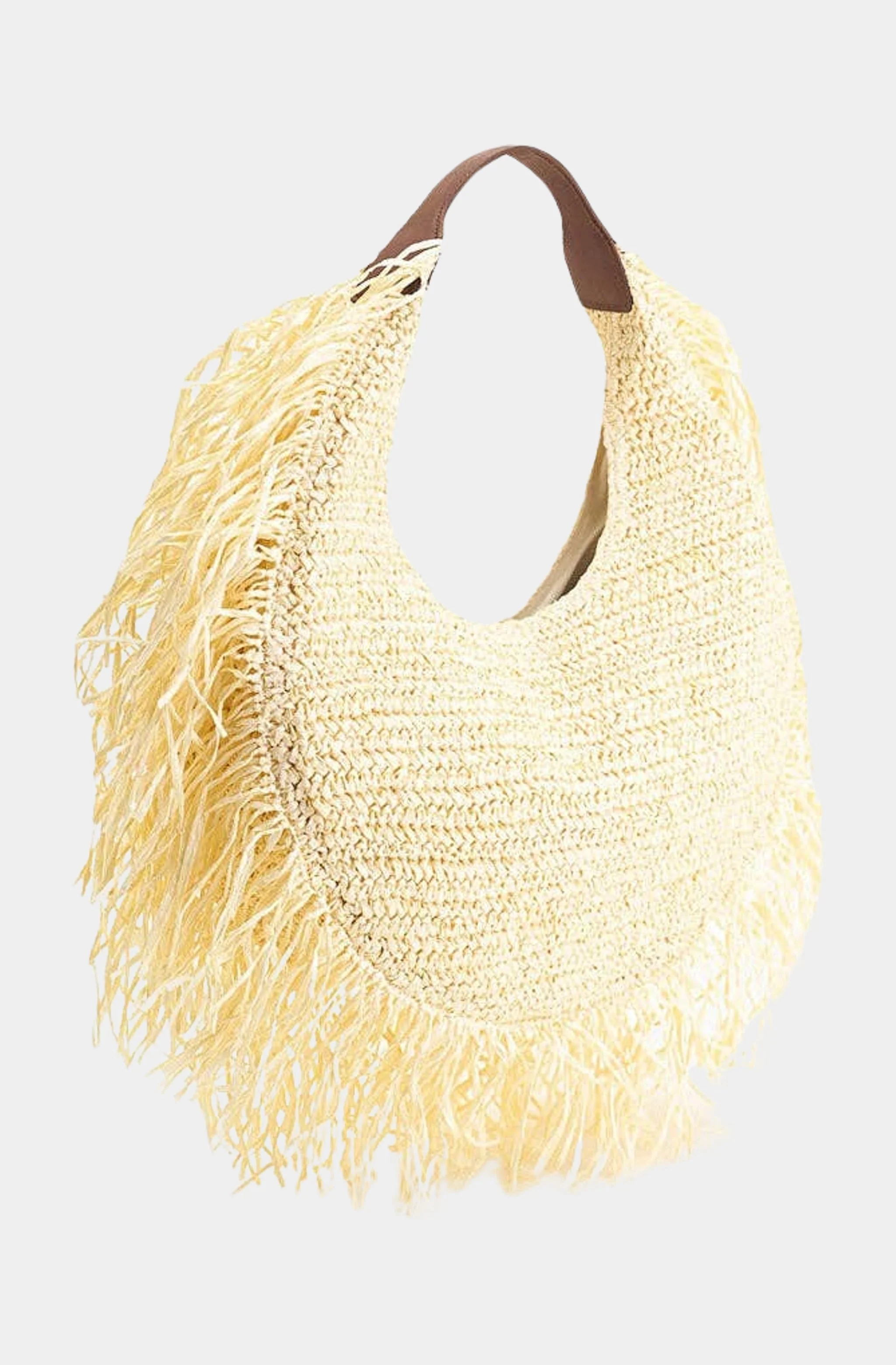 Raffia Fringe Crescent Bag - Image 2