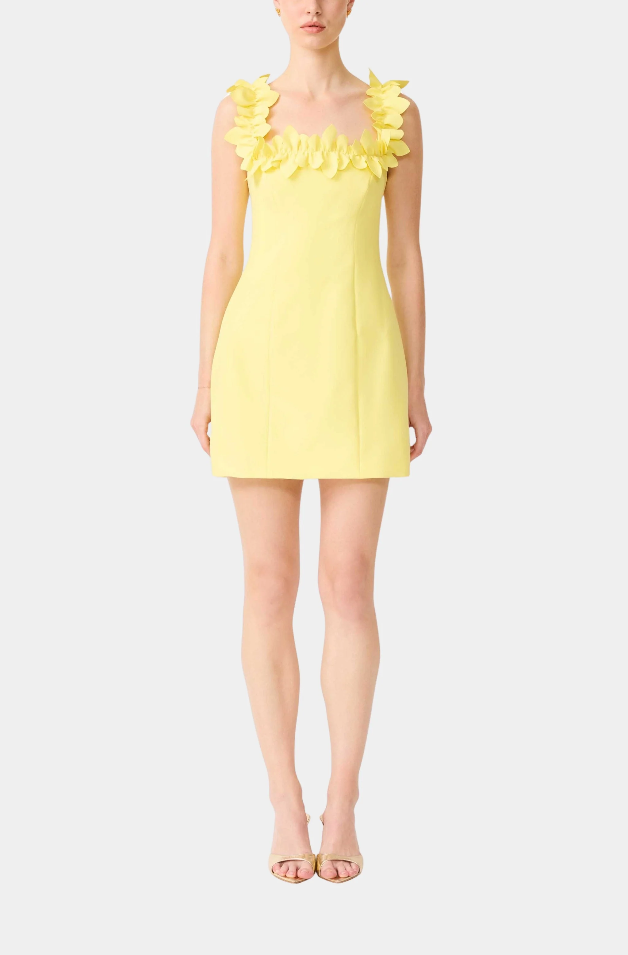 Cara Square Neck Mini Dress In Yellow - Image 3