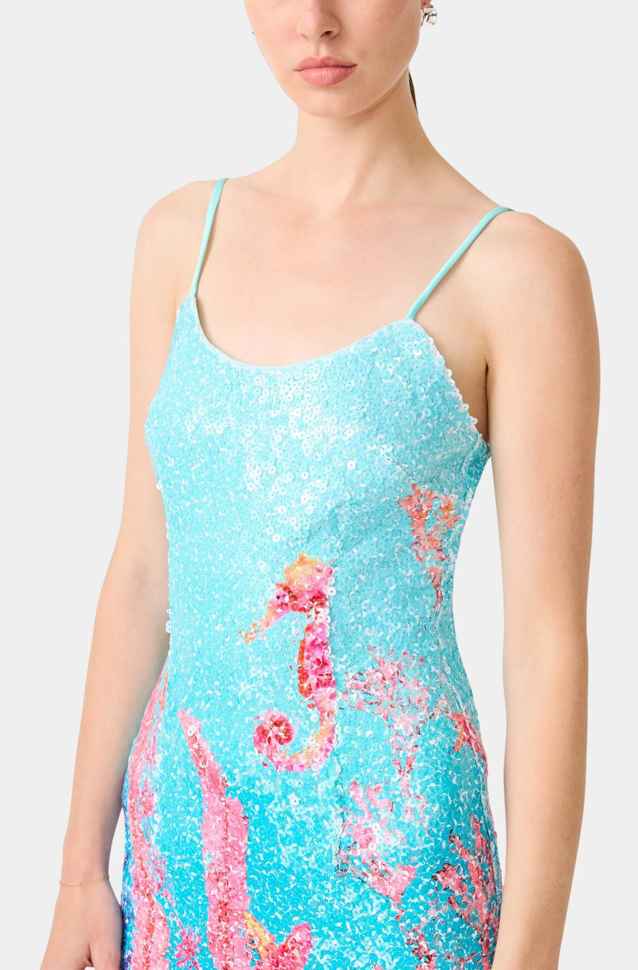 Coral Fitted Mini Dress In Bluemulti - Image 5