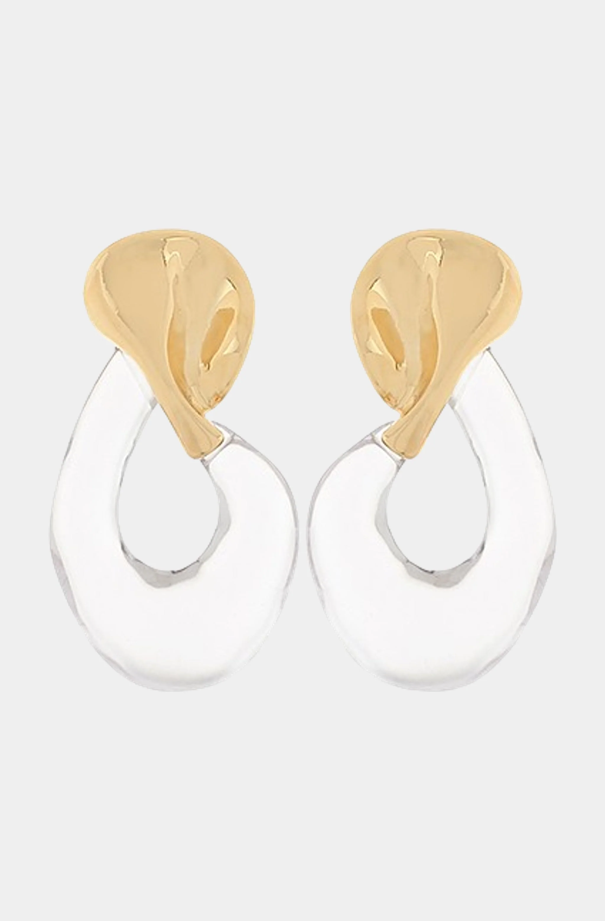 Geometric Metal & Resin Ring Earrings