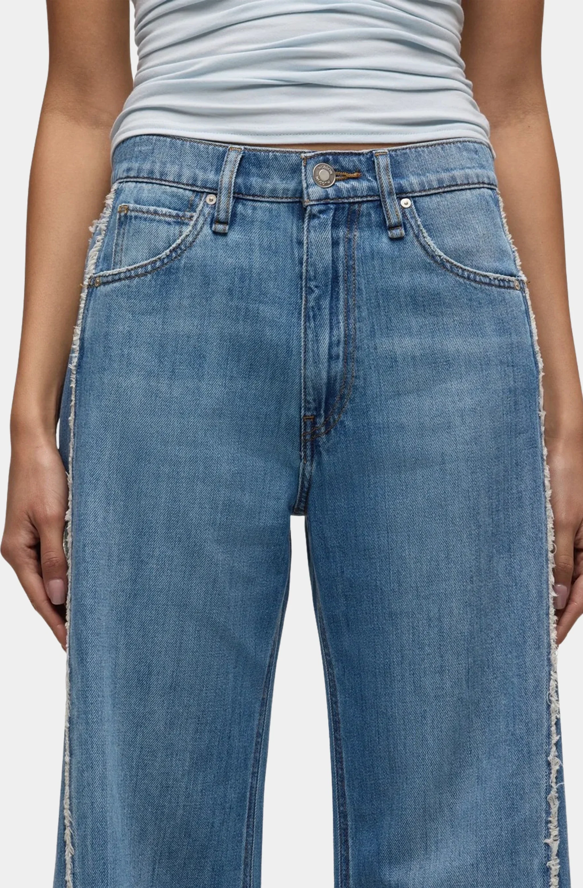 Jodie Loose Fit Wide Leg Jean With Frayed Seams - Image 4
