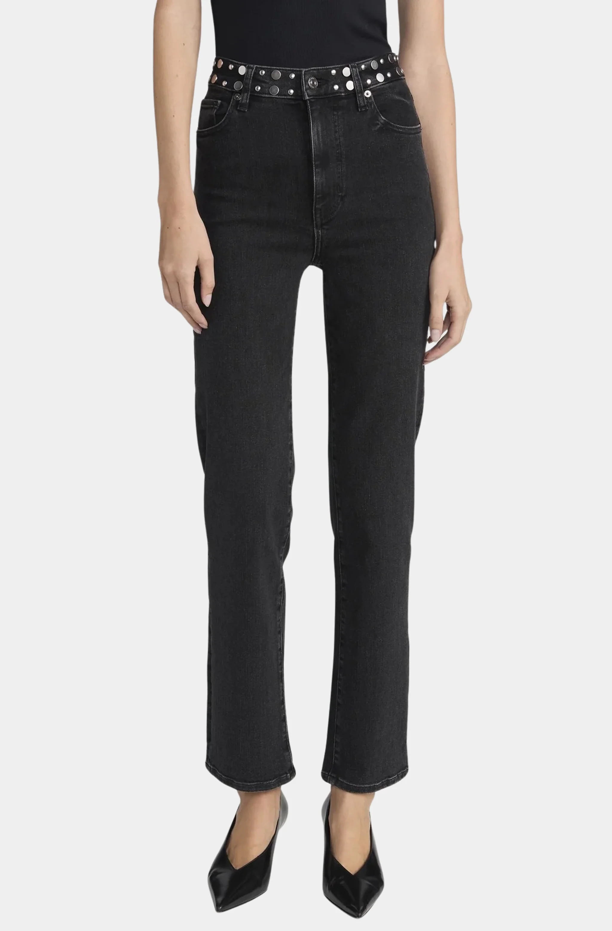 Le Sleek Straight Studded Jean - Image 2