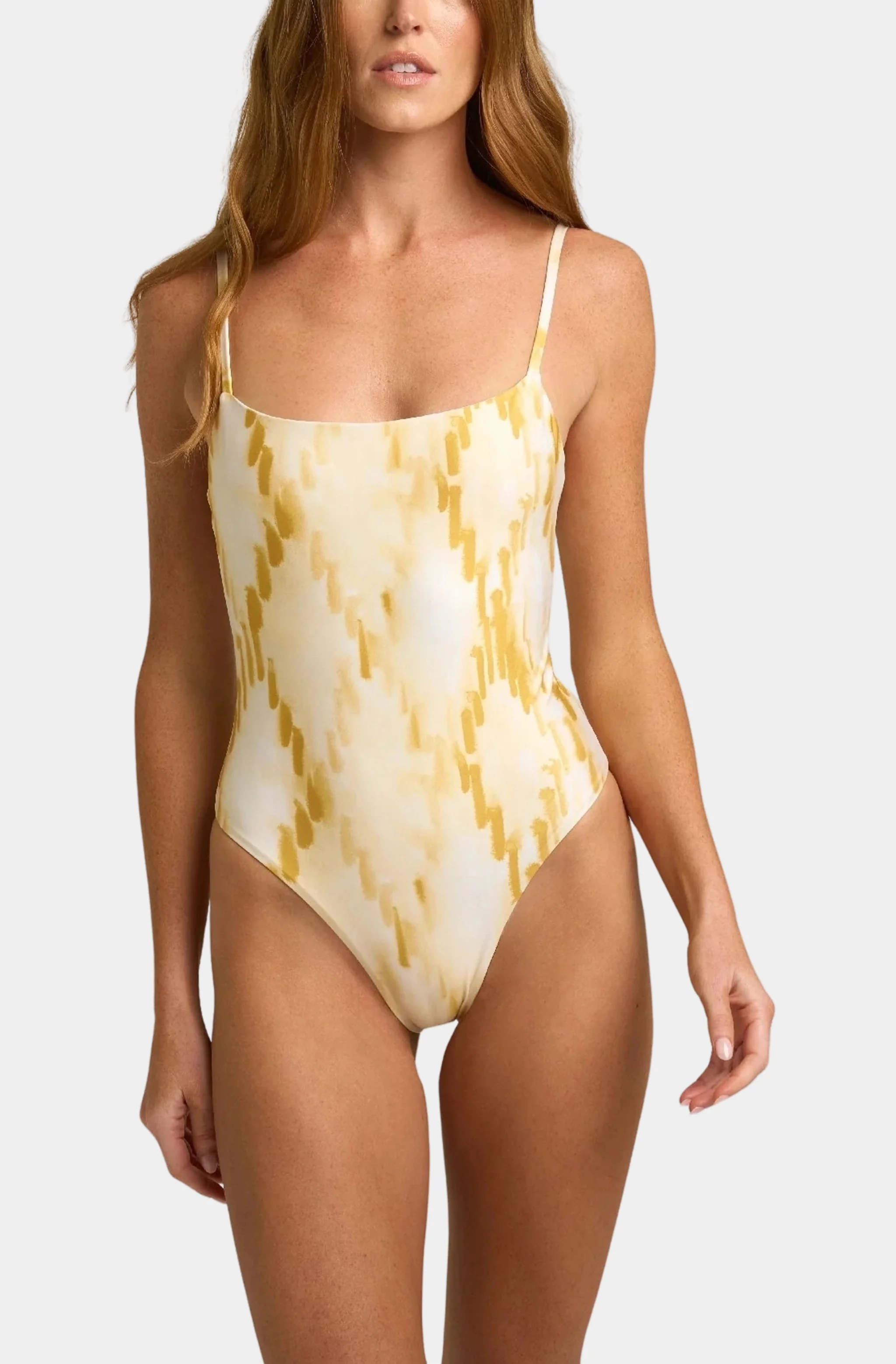 Straight Neck One Piece Swimsuit