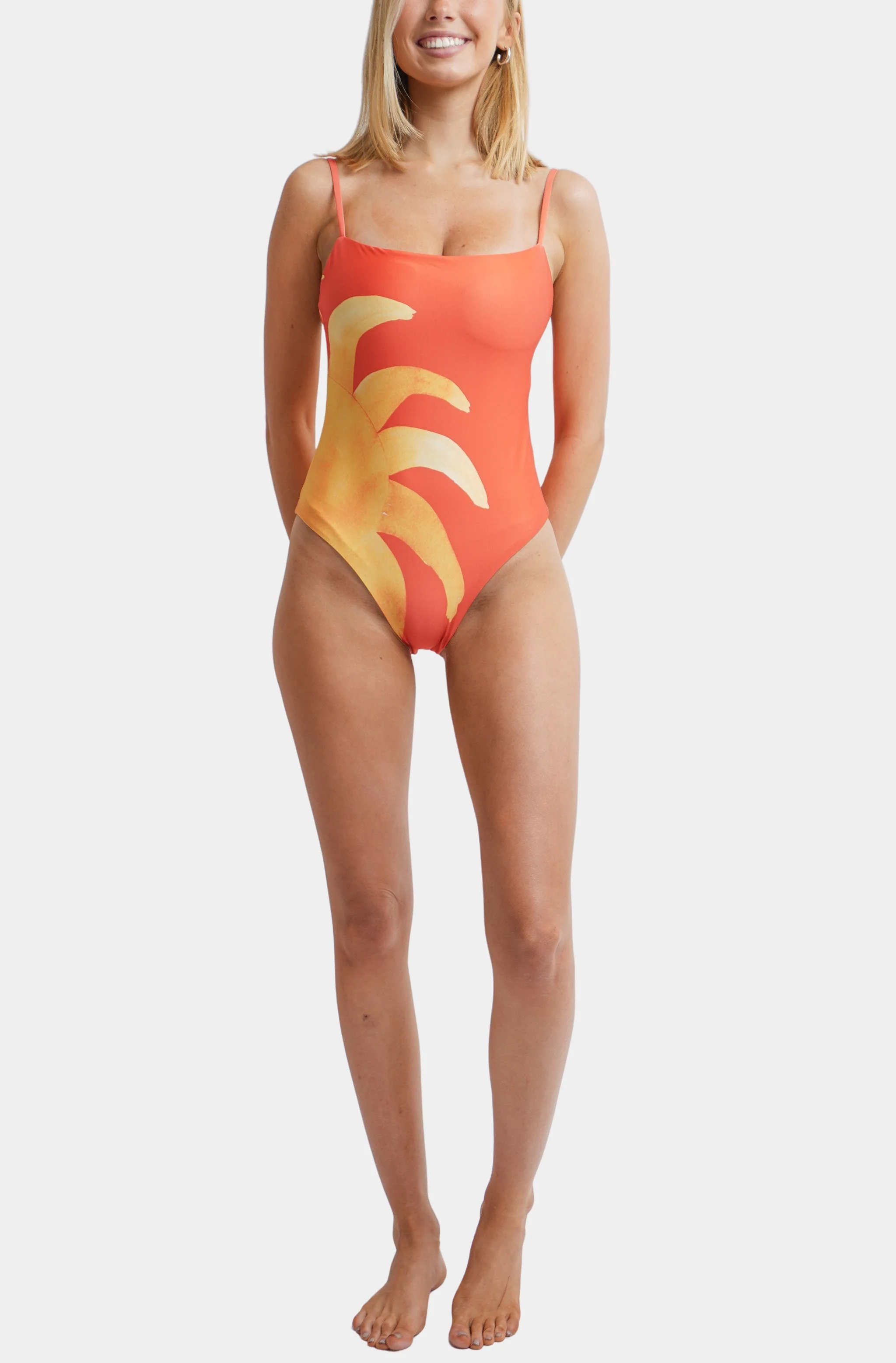 Straight Neck One Piece Swimsuit - Image 2