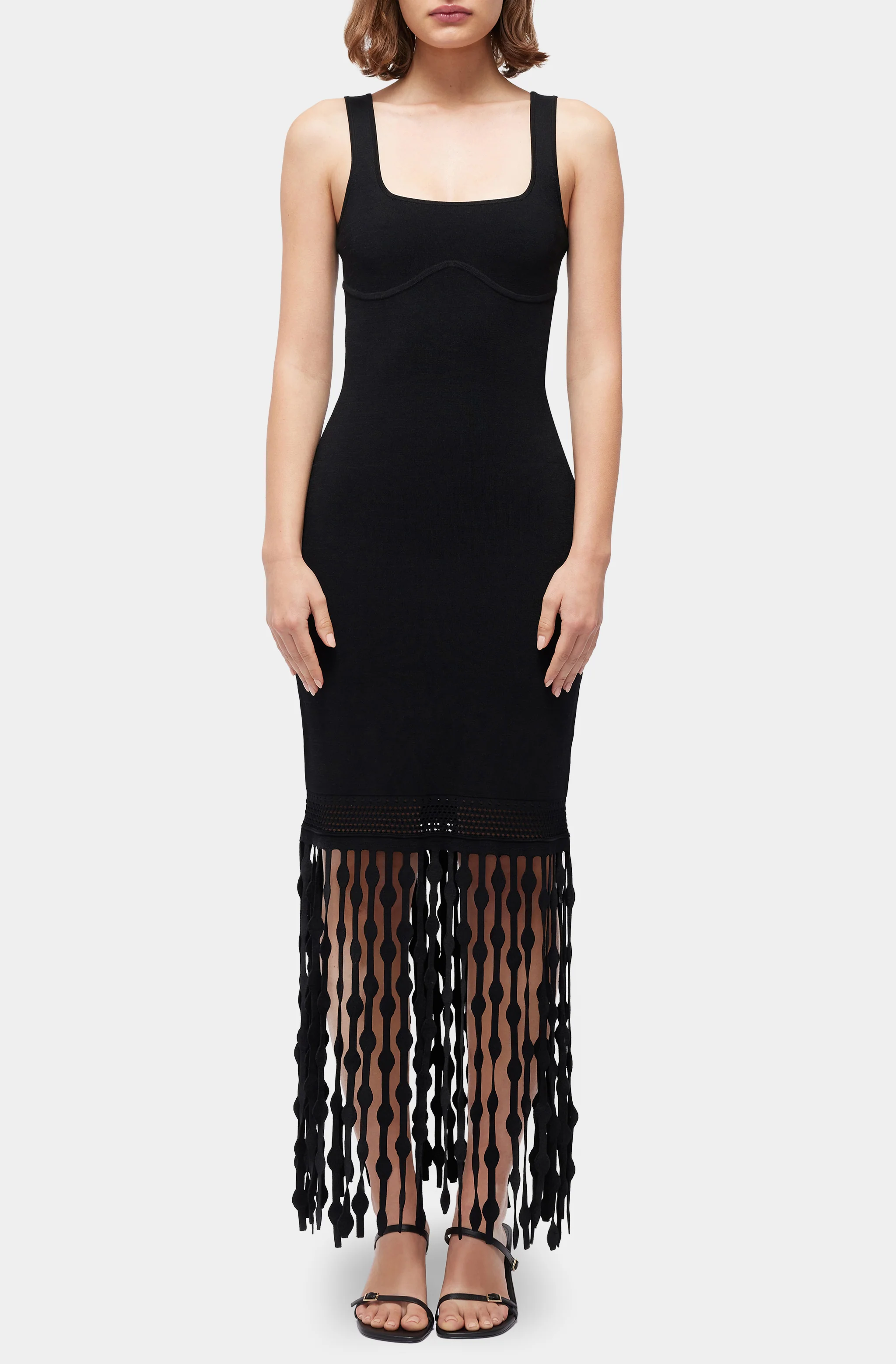 Signa S/L Lattice Fringe Dress