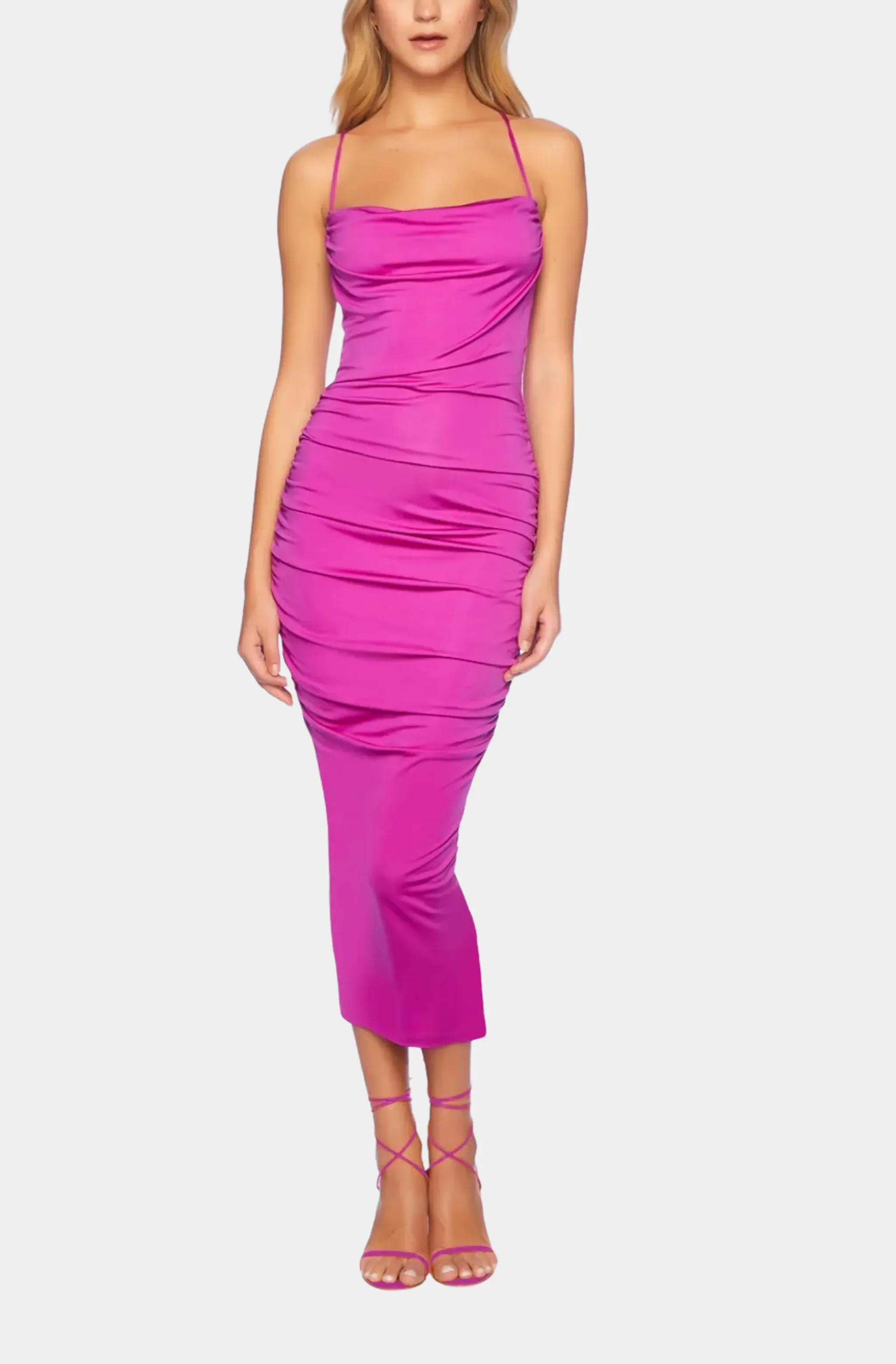 Viscose Solid Cowl String Dress - Image 5