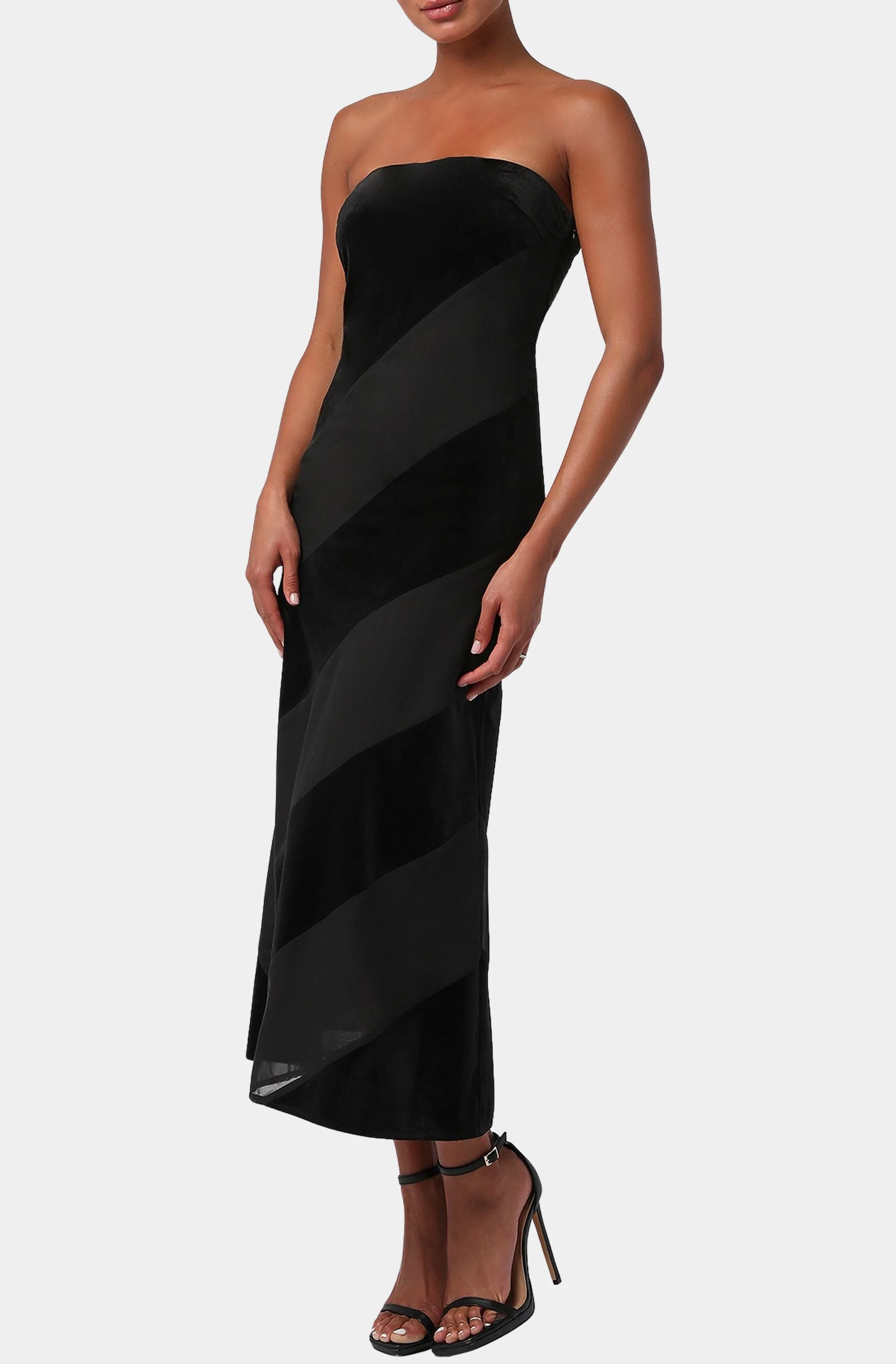 Surrey Velvet Striped Midi Dress